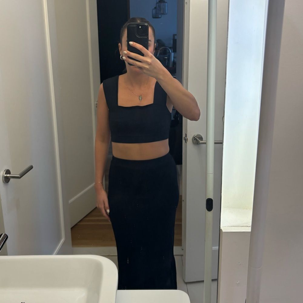 Free People XS Black two piece maxi mermaid skirt set